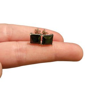 Black Cz Earrings 925 Sterling Silver 6MM Stud Earrings for Women